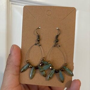 Chic Green and Brown Dangle Earrings